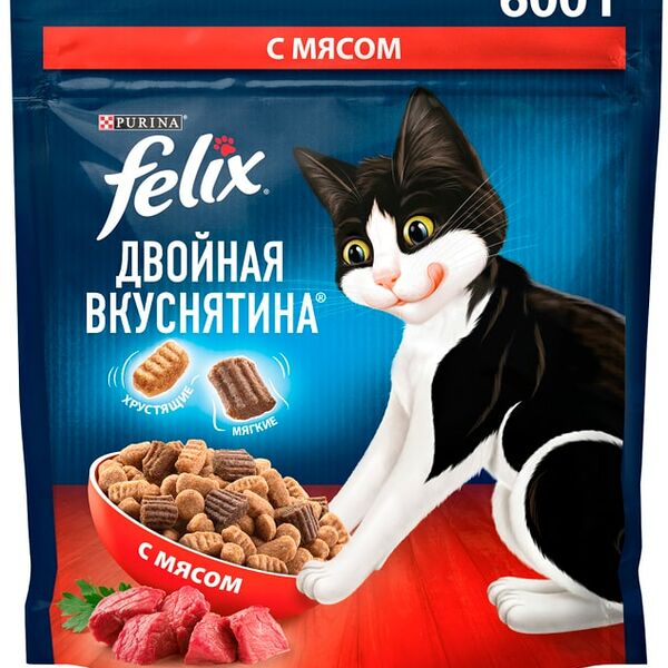 Сухой корм для кошек Felix Двойная Вкуснятина с мясом 600г
