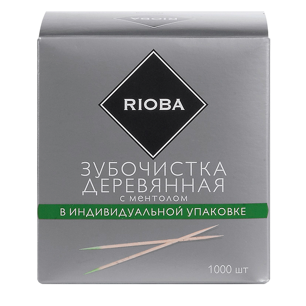 Зубочистки Rioba деревянные с ментолом 6.5 см, 1000 шт.