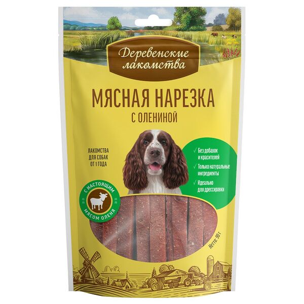 Лакомство для собак Деревенские лакомства Мясная нарезка с олениной 90 г