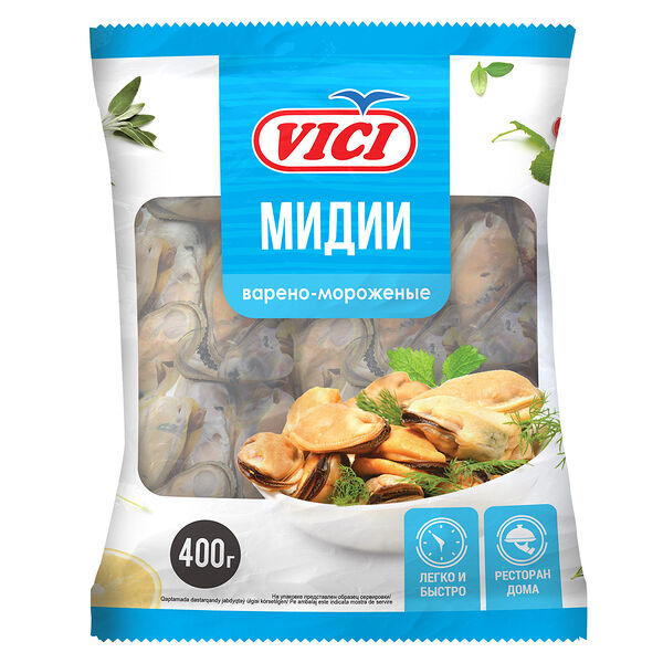 Мидии Vici варено-мороженые Чилийские 400г