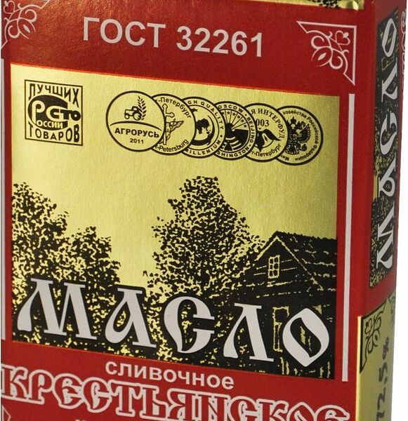 Масло сливочное Псковский ГМЗ Крестьянское 72.5% 180г