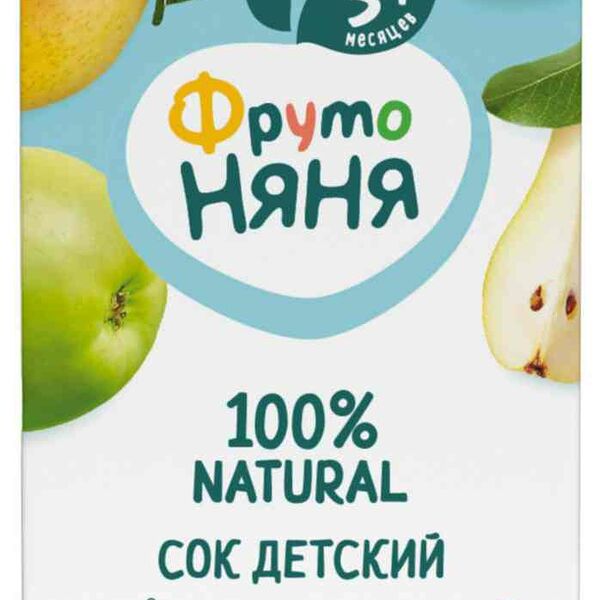 Сок детский с мякотью ФрутоНяня Яблоко и груша, с 5 месяцев