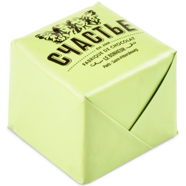 Конфета Счастье Пралине с фисташками и базиликом в молочном шоколаде