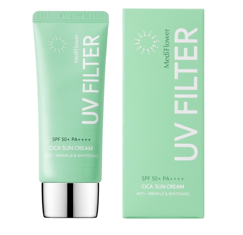 

Крем солнцезащитный Medi Flower увлажняющий с центеллой SPF50+/PA4+, 50 мл, Корея