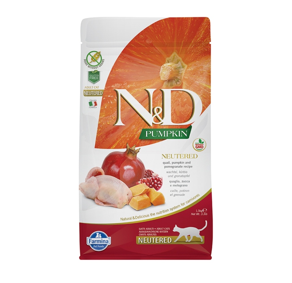 

Farmina N&D Cat Pumpkin Quail&Pomegranate Adult корм для взрослых кошек Перепел, тыква и гранат 1.5 кг