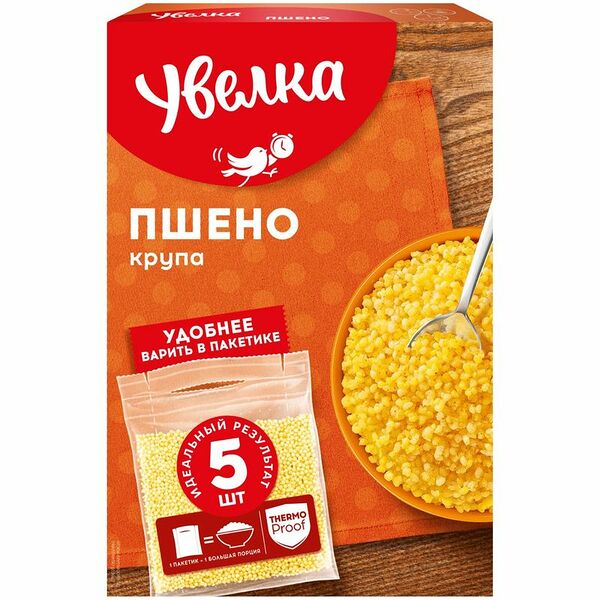 Пшено Увелка в пакетиках для варки шлифованное, 5х80г