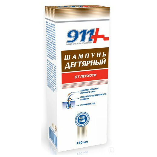 Дегтярный шампунь 911+ Ваша Служба Спасения от перхоти 150 мл 