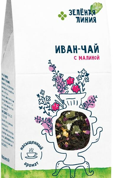 Напиток чайный Зеленая линия Иван-чай с малиной 60г