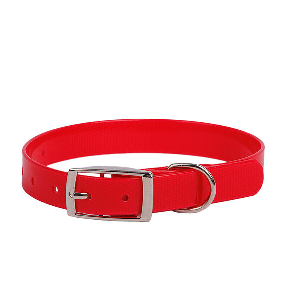 Ошейник из биотана для собак мелких пород, красный, 15 мм, обхват шеи 21-30 см