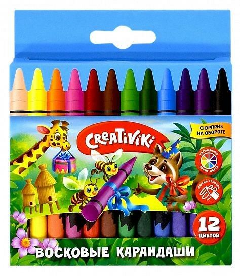 Карандаши восковые Creativiki 12 цветов