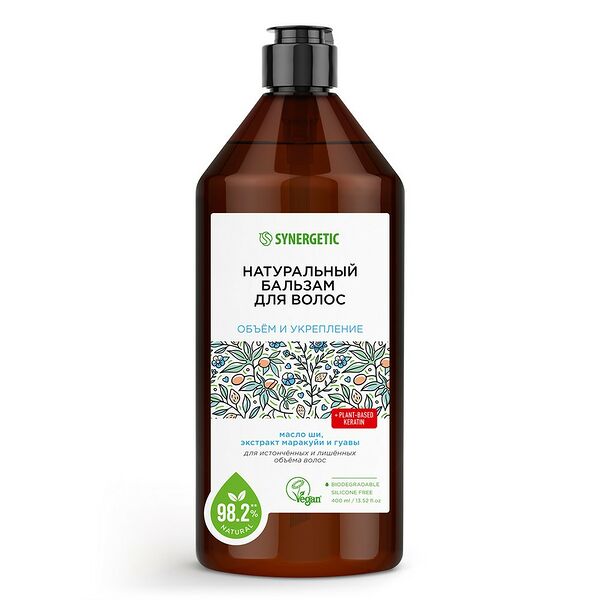 Натуральный бальзам для волос Synergetic Объём и укрепление волос, 400 мл