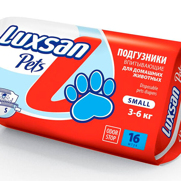Подгузники для животных S (3-6кг)(25-35см) 16шт/уп LUXSAN Premium  