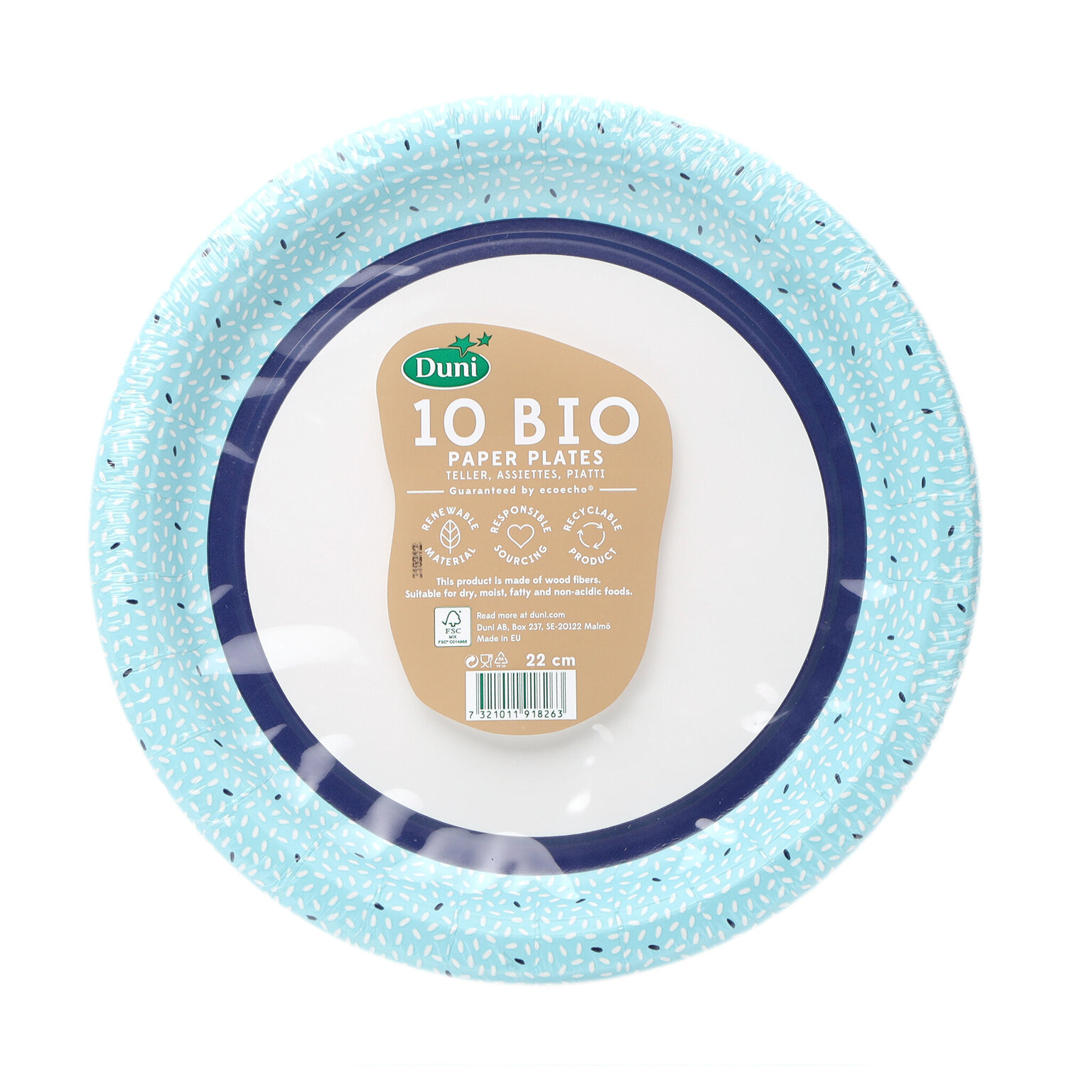 

Тарелки бумажные Duni Rice Blue 22 см, 10 шт