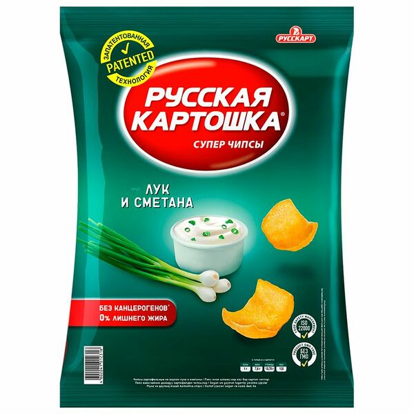 Чипсы картофельные Русская Картошка со вкусом лука и сметаны, 200г