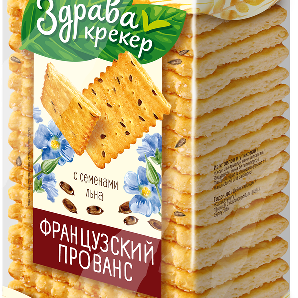 Крекер ДЫМКА Здрава Французский Прованс с семенами льна и кунжута, 200г