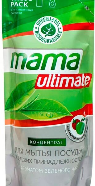 Средство-концентрат для мытья посуды фруктов овощей и детских принадлежностей Mama Ultimate Зеленый чай 600мл
