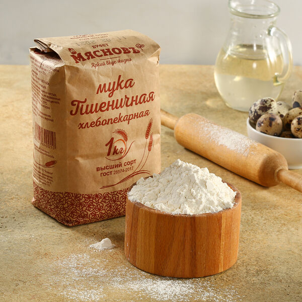 Мука пшеничная хлебопекарная высший сорт МясновЪ Буфет 1 кг