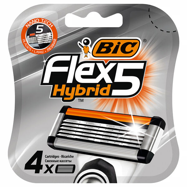 Кассеты для бритья Bic Flex 5 Hybrid, 4 шт