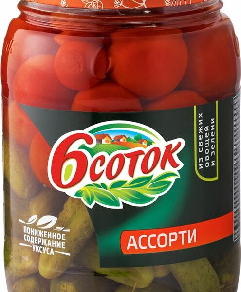 Овощные консервы 6 Соток Ассорти из огурцов и томатов черри