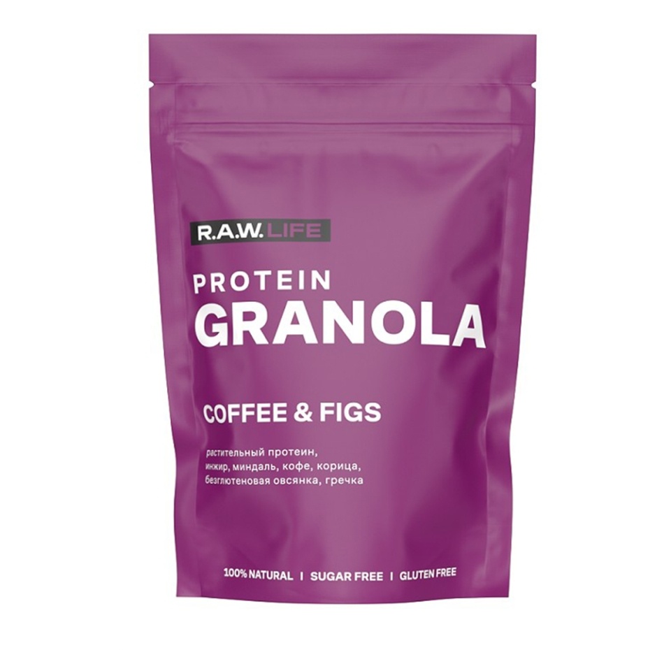 

Гранола безглютеновая R.A.W.Life Protein Coffee & Figs кофе-инжир без сахара 220 г