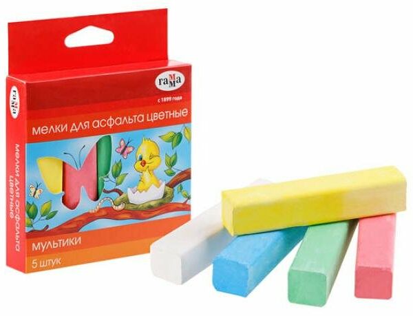 Мелки для асфальта мультики ТМ Гамма 5 цветов