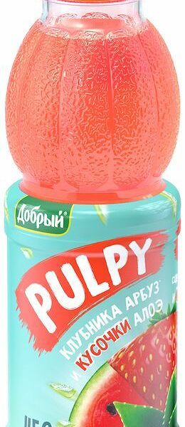 Напиток сокосодержащий Pulpy клубника-арбуз-алоэ с мякотью 450мл