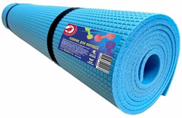 Коврик для фитнеса Ашан Красная птица голубой, 180х60 см