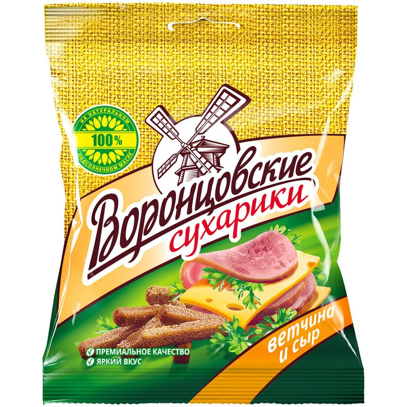 

Сухарики Воронцовские ржано-пшеничные ветчина-сыр 120 г