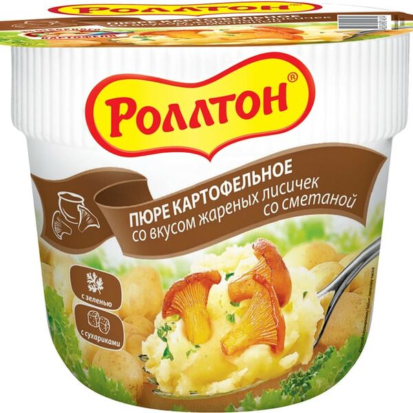 Пюре Роллтон картофельное с жареными лисичками 40г