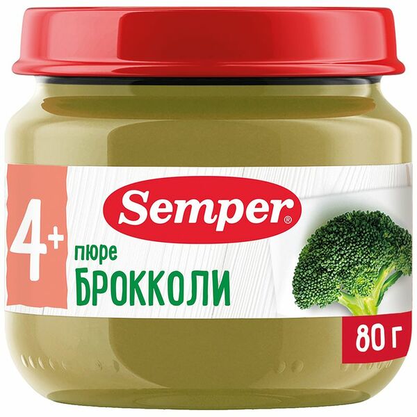 Пюре Semper Брокколи с 4 месяцев, 80г