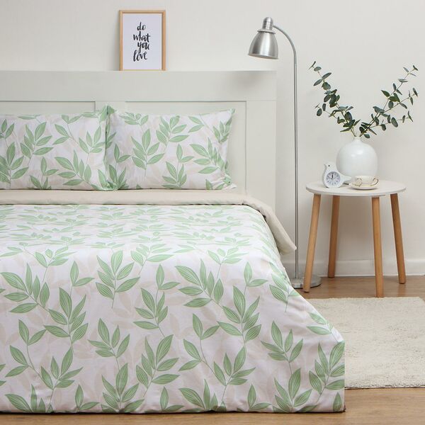 Комплект постельного белья LoveLife Листики, Евро, нав. 50х70 см, сатин