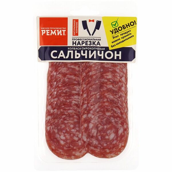 Колбаса сырокопчёная Ремит Сальчичон полусухая нарезка, 70г