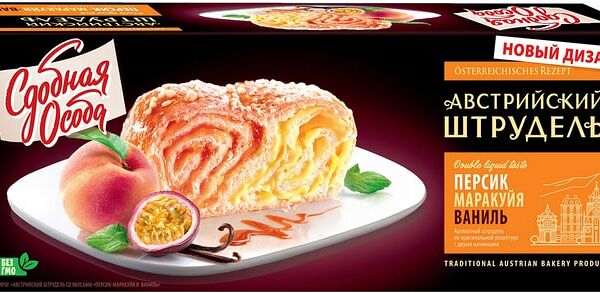 Пирог Сдобная Особа Австрийский штрудель Персик-Маракуйя и Ваниль 400г