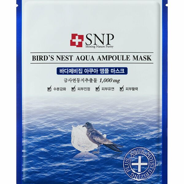 Маска тканевая SNP Bird's Nest Aqua с экстрактом гнезда ласточки увлажняющая успокаивающая 30 г