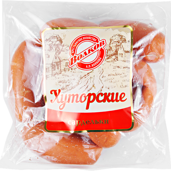 Сардельки КХ ВОЛКОВ Хуторские вар н/о МГС вес до 1.2кг