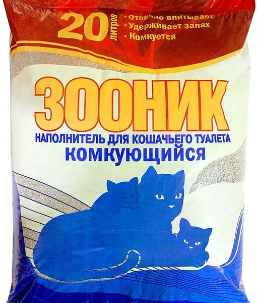 Наполнитель для кошачьего туалета Зооник комкующийся 20 л 12 кг