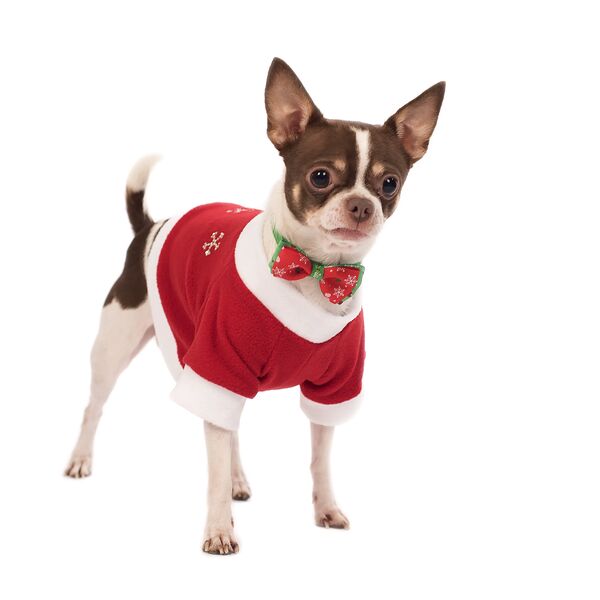 Пуловер для собак Дед Мороз 2XL красный (мальчик)