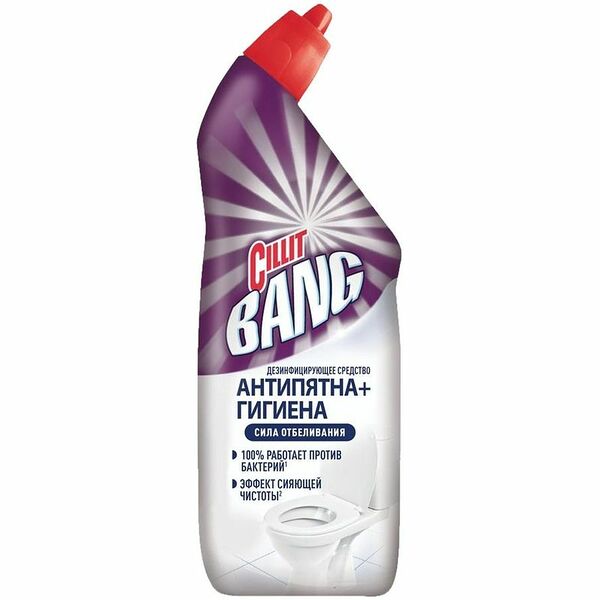 Средство чистящее Cillit Антипятна + Гигиена Сила отбеливания для туалета дезинфицирующее, 750мл