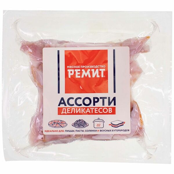 Продукт мясной копчёно-варёный Ремит Ассорти Деликатесов из свинины категории В, 250г