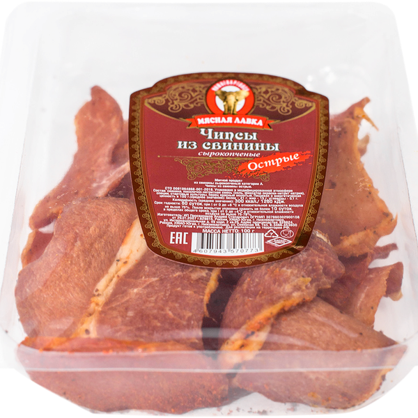 Чипсы сырокопченые из свинины МЯСНАЯ ЛАВКА Острые, категория А