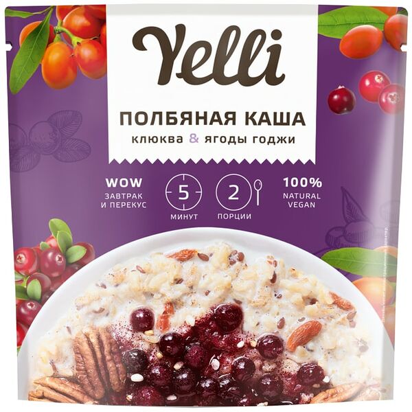 Каша полбяная Yelli клюква & ягоды годжи, 60г