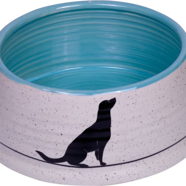 NOBBY Миска для собак 15,5х6,5 см керамика голубая/белая с рисунком LUNA