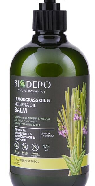 Шампунь для волос Biodepo Восстанавливающий с эфирными маслами лемонграсса и вербены 475мл