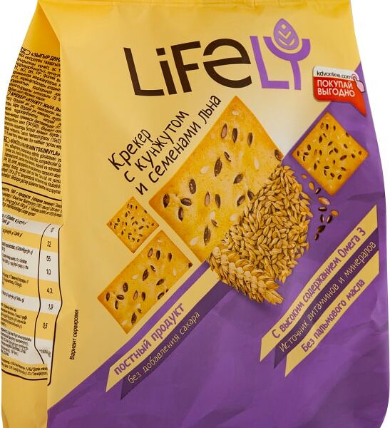 Крекер LifeLY с семенами льна и кунжутом 180г