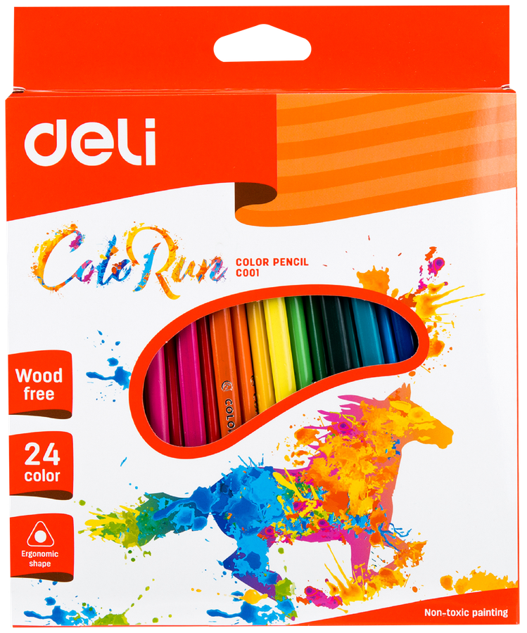 

Карандаши цветные DELI ColoRun, трехгранные, 24 цвета