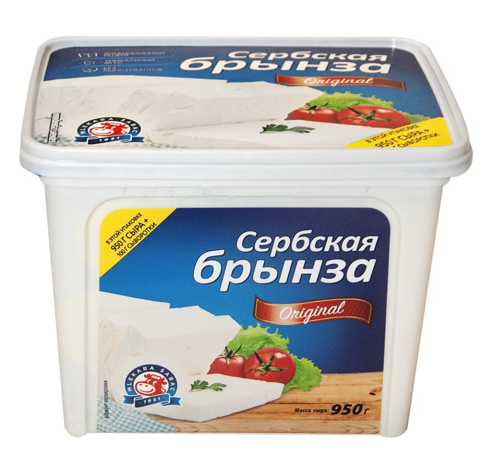 

Сыр рассольный Mlekara Sabac «Сербская брынза» 45%, вес.