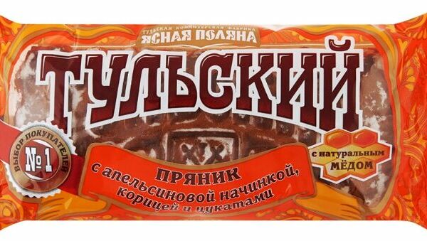 Пряник Тульский Ясная Поляна с апельсиновой начинкой, корицей и цукатами, 140 г 