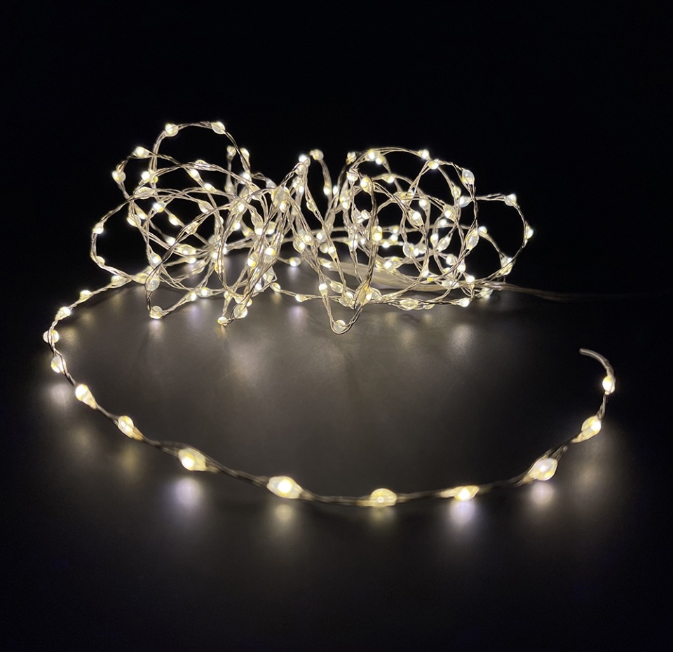 

Декор luka Lighting гирлянда роса на серебряном проводе теплый белый свет 180 ламп, 300 см, Китай