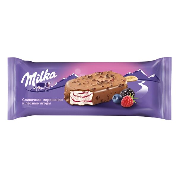 Мороженое сливочное Milka Лесные ягоды, 64г