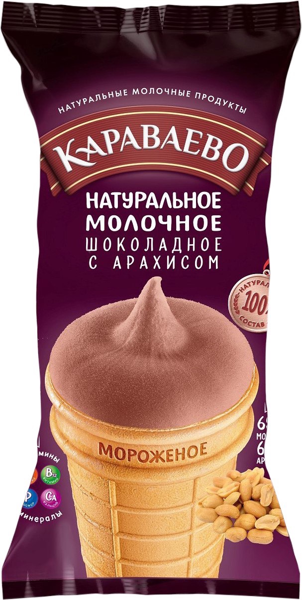

Мороженое Караваево шоколадное с арахисом стаканчик 75 г